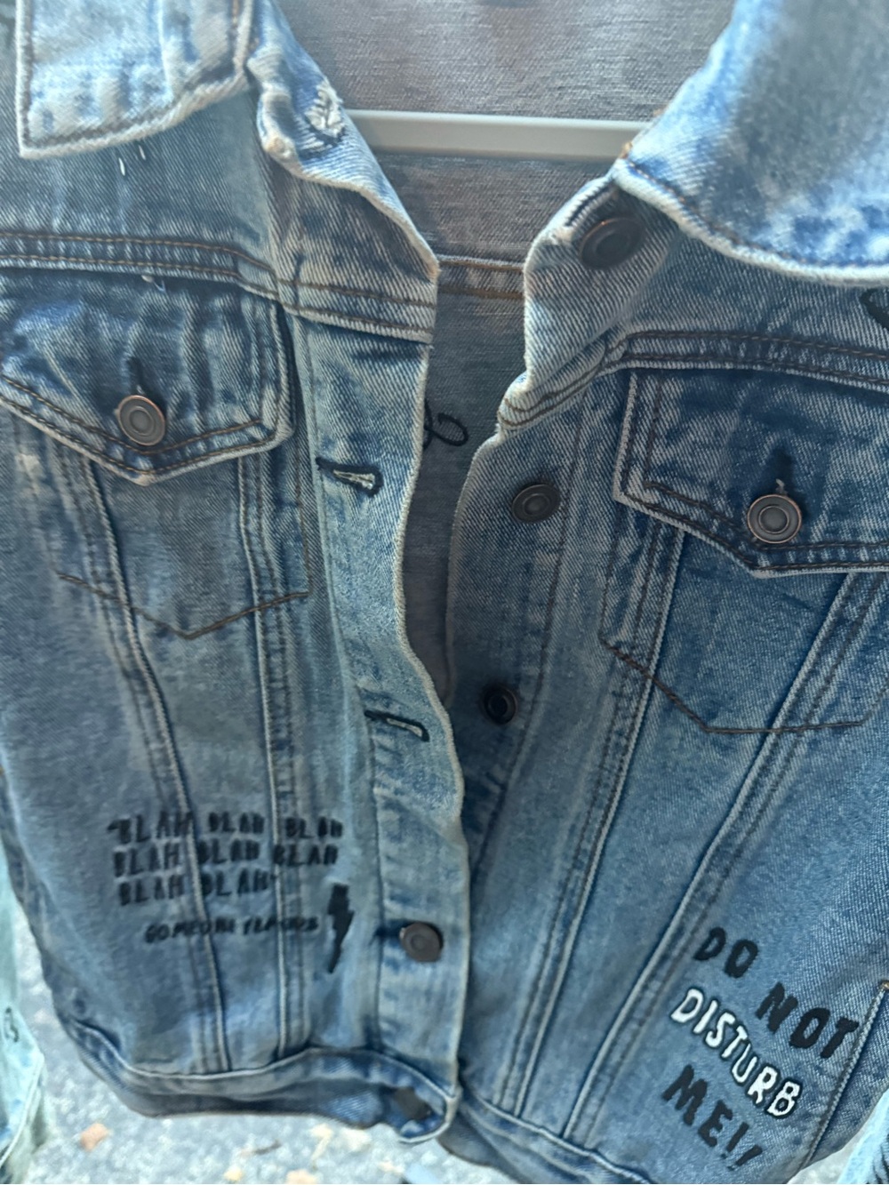 Forever 21 Light Blue Graphic Denim Jacket